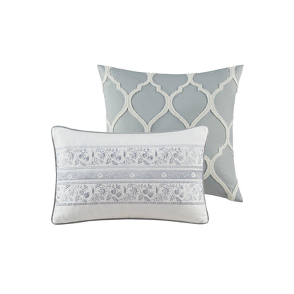 Ensemble de couette en coton gris à motif damassé Harbor House Hallie 6 pièces