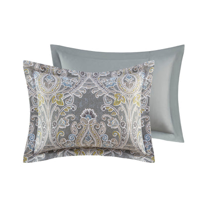 Ensemble de couette en coton gris à motif damassé Harbor House Hallie 6 pièces