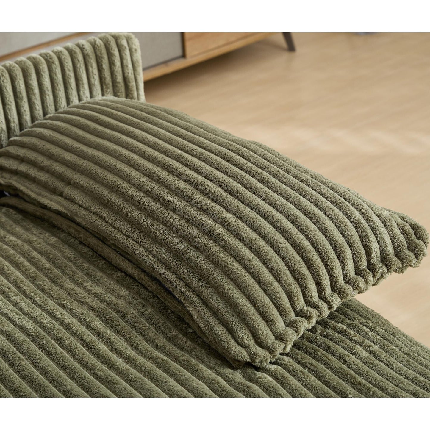 Canapé-lit surdimensionné Harmonia 109 W en velours côtelé, méridienne double profonde avec 4 coussins