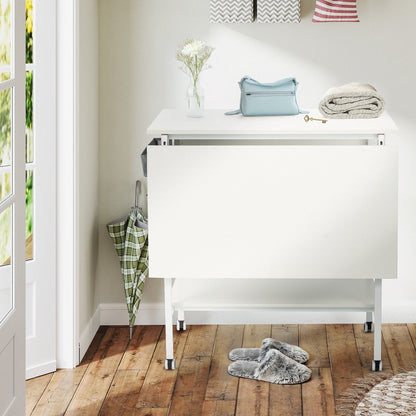 Table de bricolage réglable en hauteur avec étagères de rangement, table de découpe pliante et mobile pour la maison, le bureau, l'atelier de couture ou de loisirs créatifs