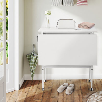 Table de bricolage réglable en hauteur avec étagères de rangement, table de découpe pliante et mobile pour la maison, le bureau, l'atelier de couture ou de loisirs créatifs