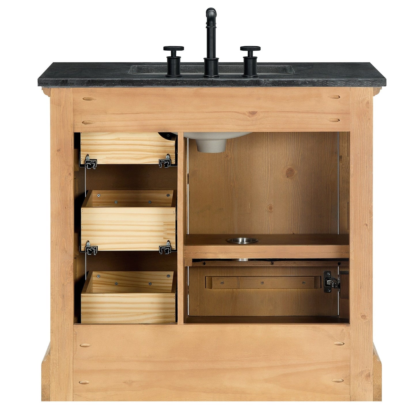 Meuble-lavabo Hervas avec plateau en marbre naturel, sans miroir.