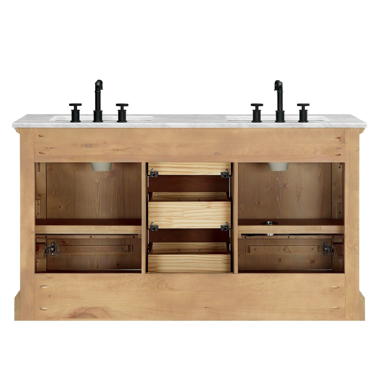 Meuble-lavabo Hervas avec plateau en marbre naturel, sans miroir.