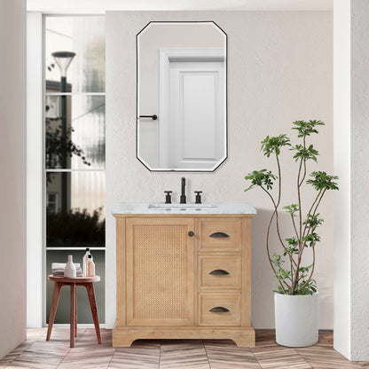 Meuble-lavabo Hervas avec plateau en marbre naturel, sans miroir.
