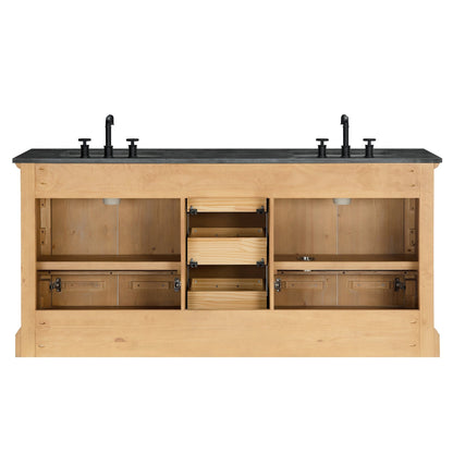 Meuble-lavabo Hervas avec plateau en marbre naturel, sans miroir.