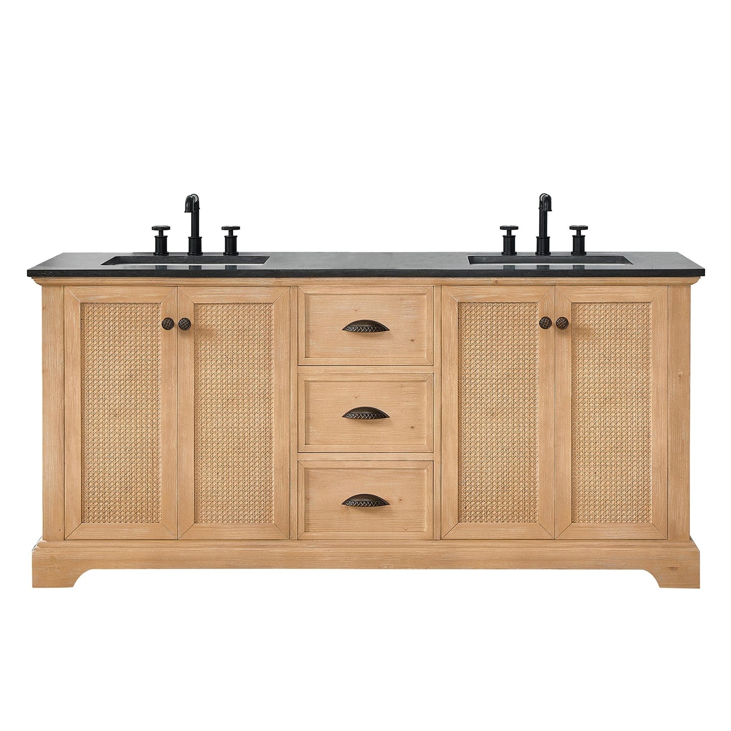 Meuble-lavabo Hervas avec plateau en marbre naturel, sans miroir.