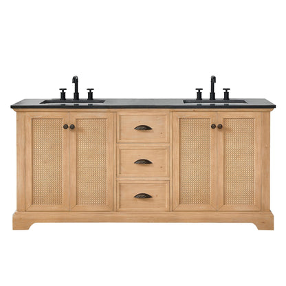 Meuble-lavabo Hervas avec plateau en marbre naturel, sans miroir.