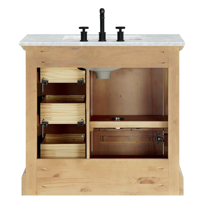 Meuble-lavabo Hervas avec plateau en marbre naturel, sans miroir.