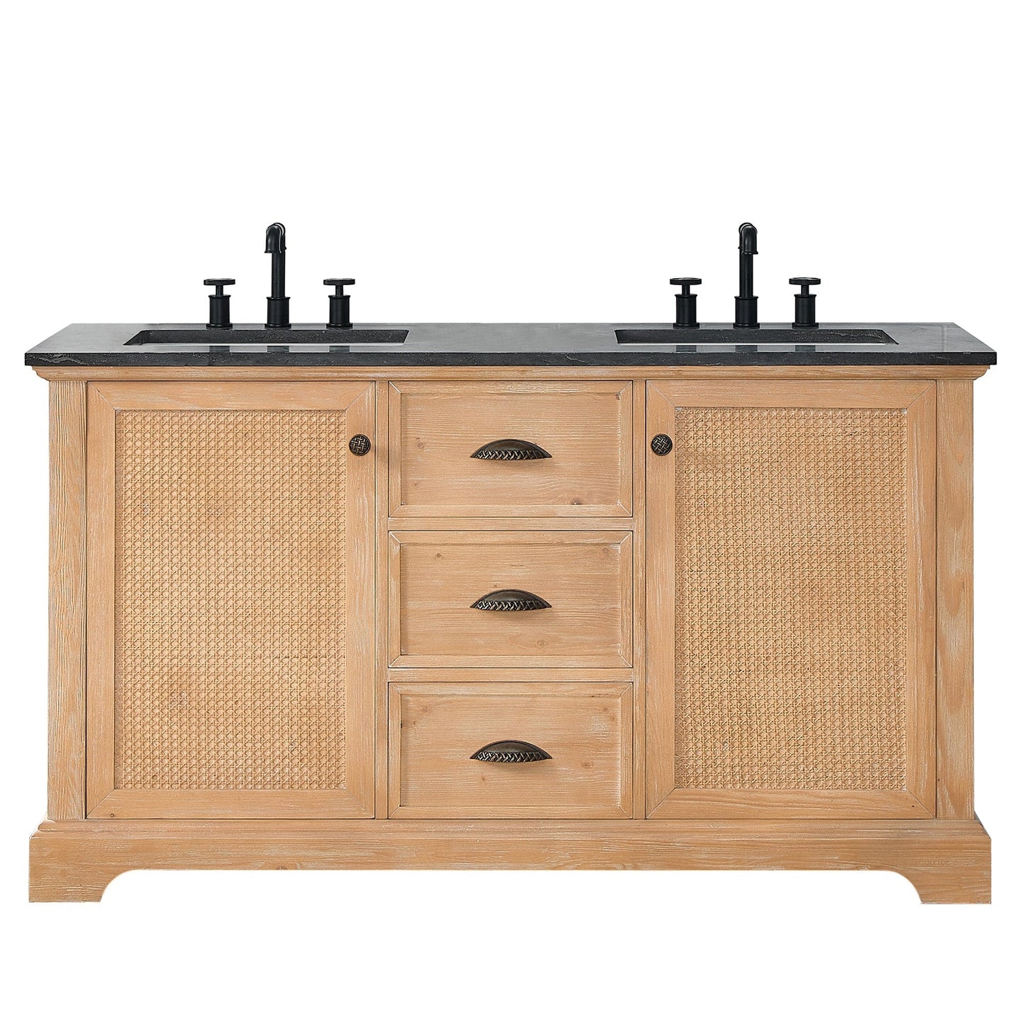 Meuble-lavabo Hervas avec plateau en marbre naturel, sans miroir.