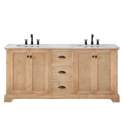 Meuble-lavabo Hervas avec plateau en marbre naturel, sans miroir.