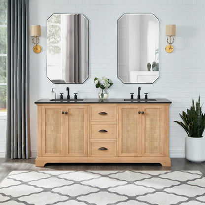 Meuble-lavabo Hervas avec plateau en marbre naturel, sans miroir.
