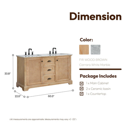 Meuble-lavabo Hervas avec plateau en marbre naturel, sans miroir.