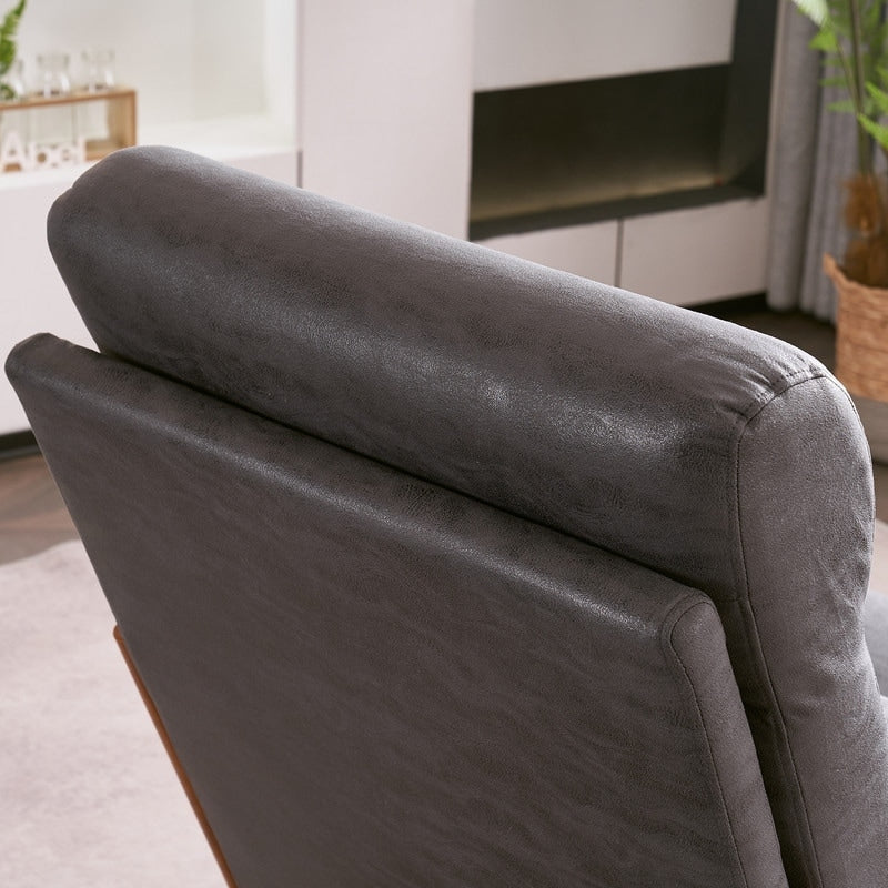 Fauteuil de loisirs avec dossier haut en bois massif et accoudoirs, fauteuil d'appoint