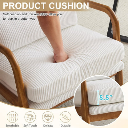 Fauteuil de loisirs avec dossier haut en bois massif et accoudoirs, fauteuil d'appoint