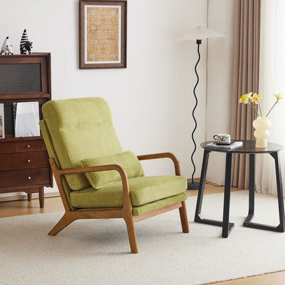 Fauteuil de loisirs avec dossier haut en bois massif et accoudoirs, fauteuil d'appoint