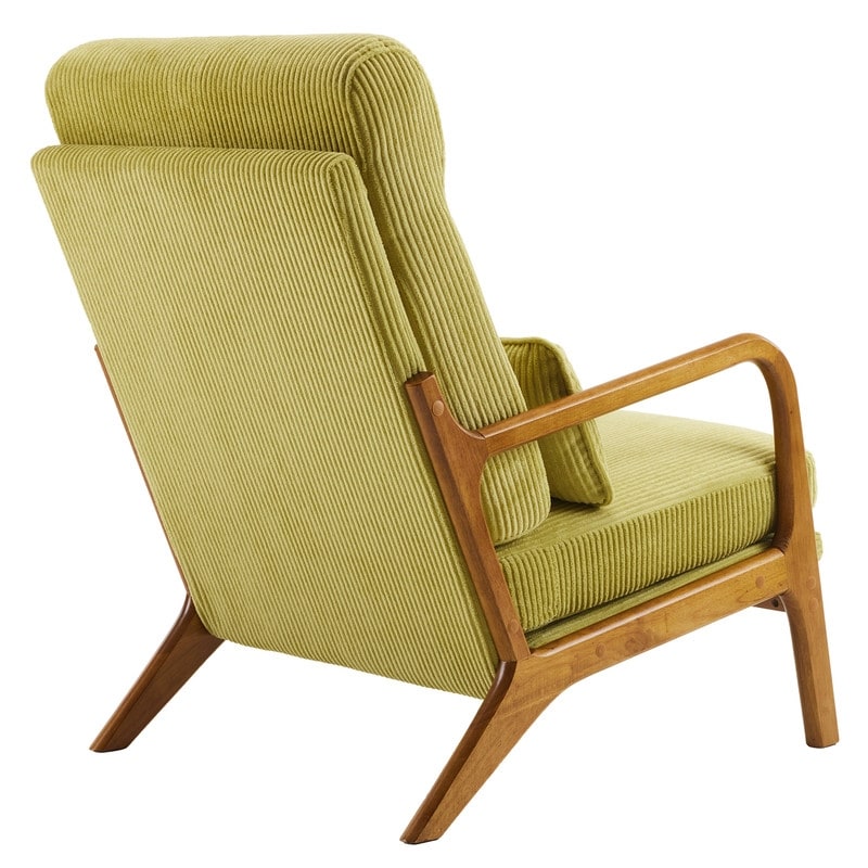 Fauteuil de loisirs avec dossier haut en bois massif et accoudoirs, fauteuil d'appoint