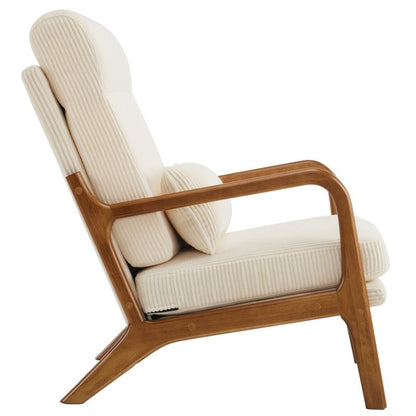 Fauteuil de loisirs avec dossier haut en bois massif et accoudoirs, fauteuil d'appoint