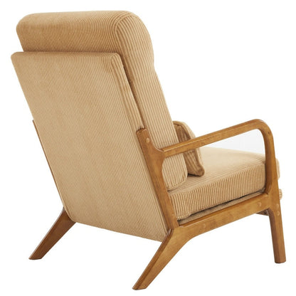 Fauteuil de loisirs avec dossier haut en bois massif et accoudoirs, fauteuil d'appoint