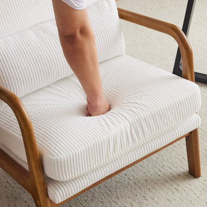 Fauteuil de loisirs avec dossier haut en bois massif et accoudoirs, fauteuil d'appoint