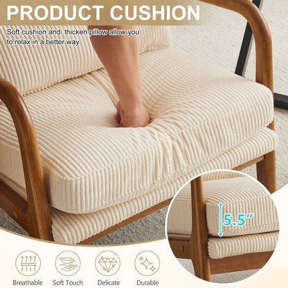 Fauteuil de loisirs avec dossier haut en bois massif et accoudoirs, fauteuil d'appoint