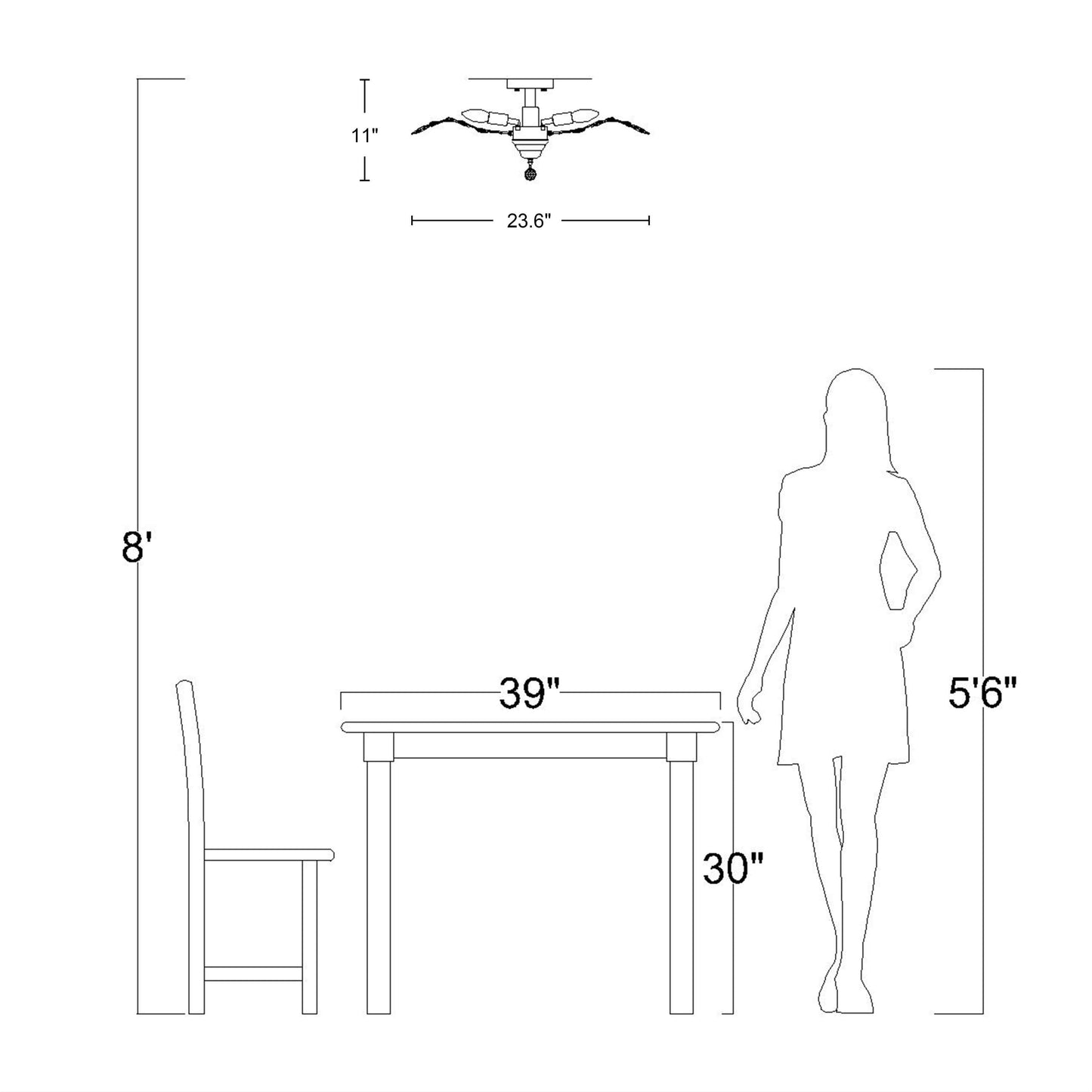 Plafonnier Holly à 4 lumières en cristal et feuilles