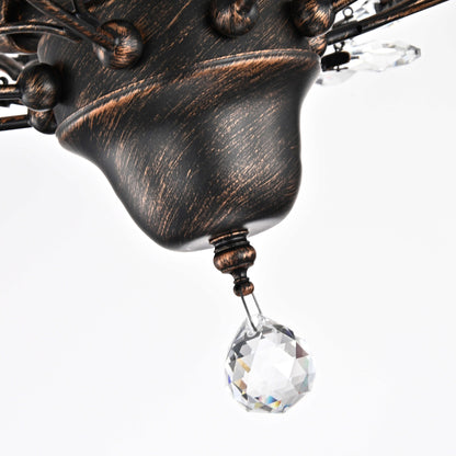 Plafonnier Holly à 4 lumières en cristal et feuilles