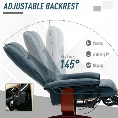 Fauteuil inclinable HomCom en similicuir, réglable, pivotant et à base manuelle, avec repose-pieds confortable et relaxant
