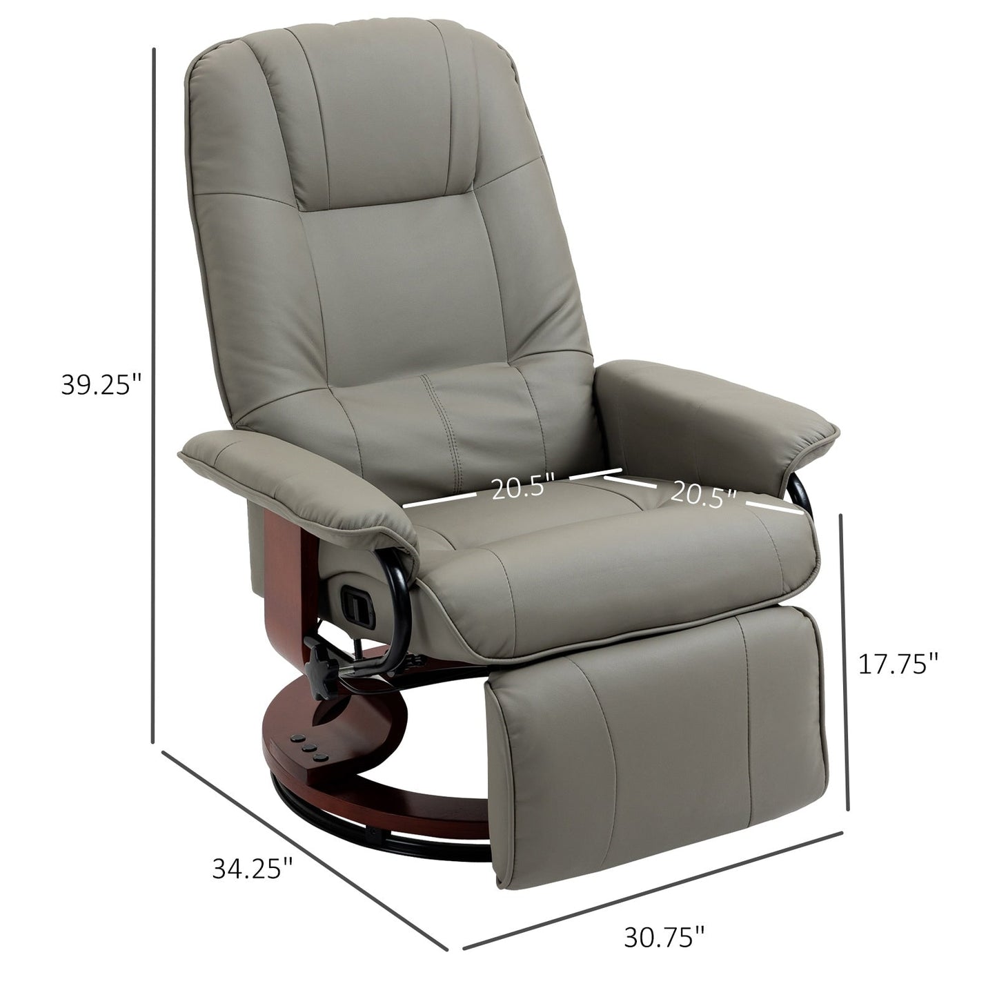 Fauteuil inclinable HomCom en similicuir, réglable, pivotant et à base manuelle, avec repose-pieds confortable et relaxant