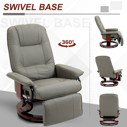 Fauteuil inclinable HomCom en similicuir, réglable, pivotant et à base manuelle, avec repose-pieds confortable et relaxant