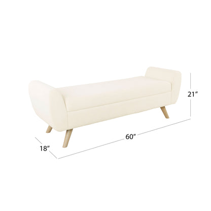 Banc de rangement moderne HomePop en sherpa avec pieds en bois