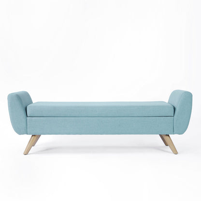 Banc de rangement moderne HomePop en sherpa avec pieds en bois