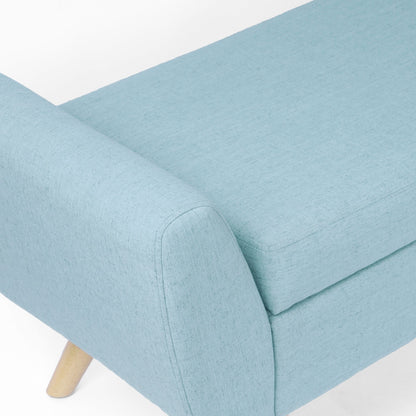 Banc de rangement moderne HomePop en sherpa avec pieds en bois