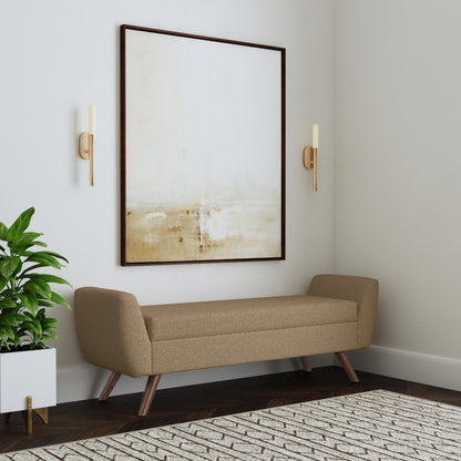 Banc de rangement moderne HomePop en sherpa avec pieds en bois