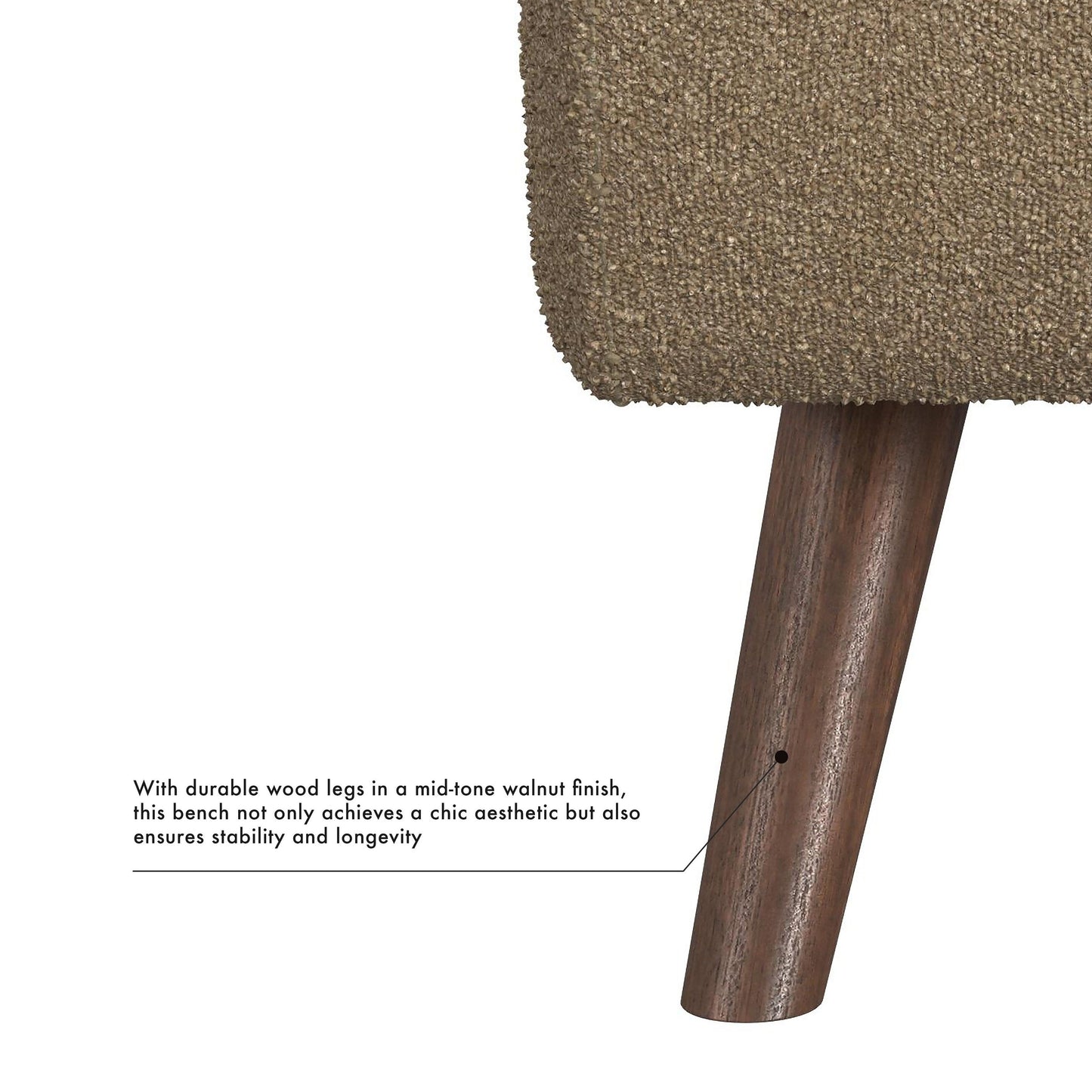 Banc de rangement moderne HomePop en sherpa avec pieds en bois