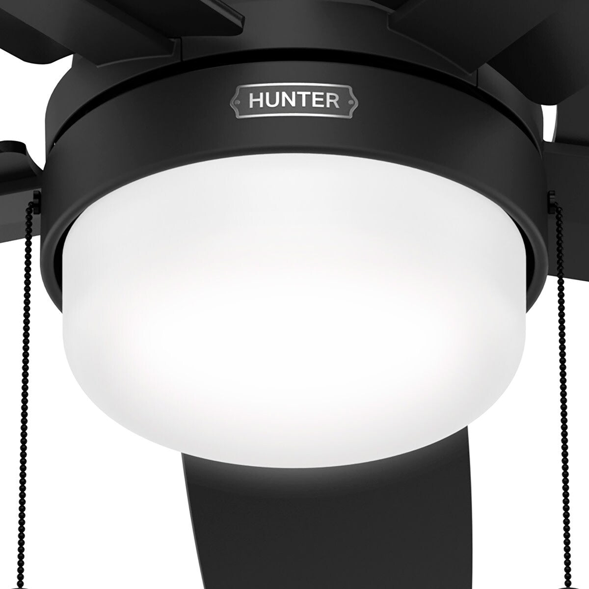 Ventilateur de plafond Hunter 52 Anisten à profil bas avec éclairage LED et chaînette - Style moderne, contemporain et transitionnel