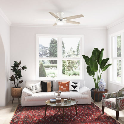 Ventilateur de plafond Hunter 52 Anisten à profil bas avec éclairage LED et chaînette - Style moderne, contemporain et transitionnel