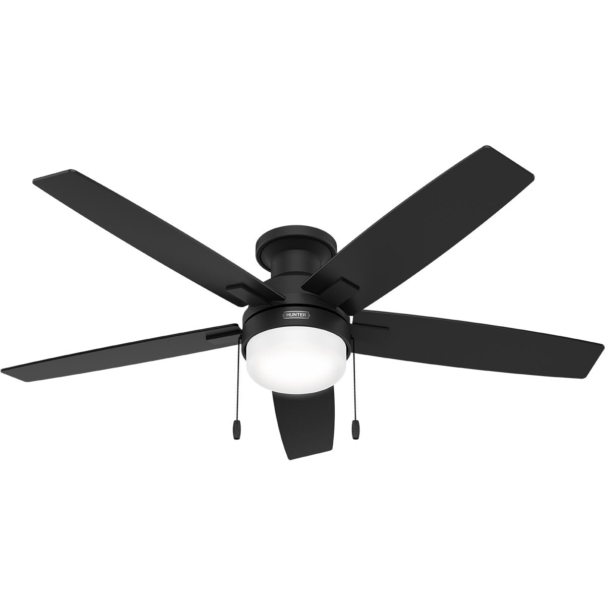 Ventilateur de plafond Hunter 52 Anisten à profil bas avec éclairage LED et chaînette - Style moderne, contemporain et transitionnel
