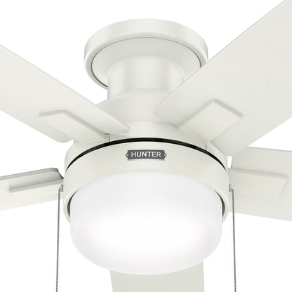 Ventilateur de plafond Hunter 52 Anisten à profil bas avec éclairage LED et chaînette - Style moderne, contemporain et transitionnel