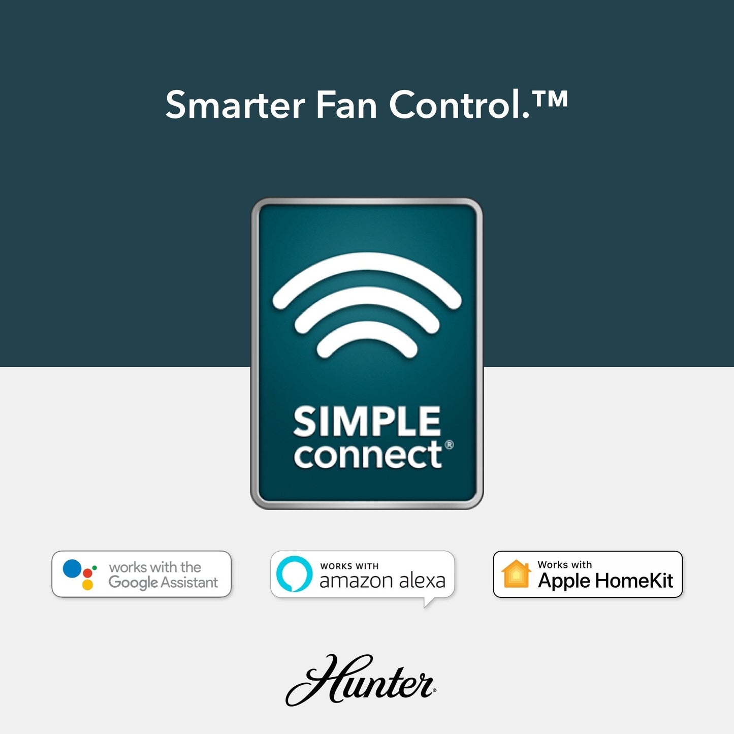 Ventilateur de plafond Hunter WiFi Whittington avec lumière LED, télécommande portable - Moulin à vent - Style industriel, campagnard, rustique - VENTILATEUR INTELLIGENT !