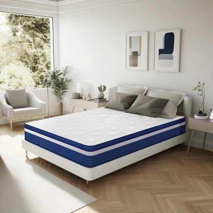 Matelas à ressorts ensachés SweDrea 25 cm (10 po) à fermeté moyenne, avec surmatelas intégré, pour soulager les douleurs dorsales et procurer une sensation de fraîcheur. Certifié CertiPUR-US, SGS et OEKO-TEX®.