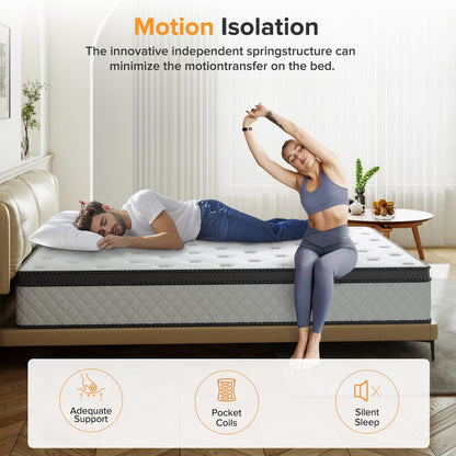 Matelas SweDrea 12 po en mousse à mémoire de forme hybride moyenne avec CertiPUR-US et Oeko-TEX, doté d'une absorption au charbon de bambou.