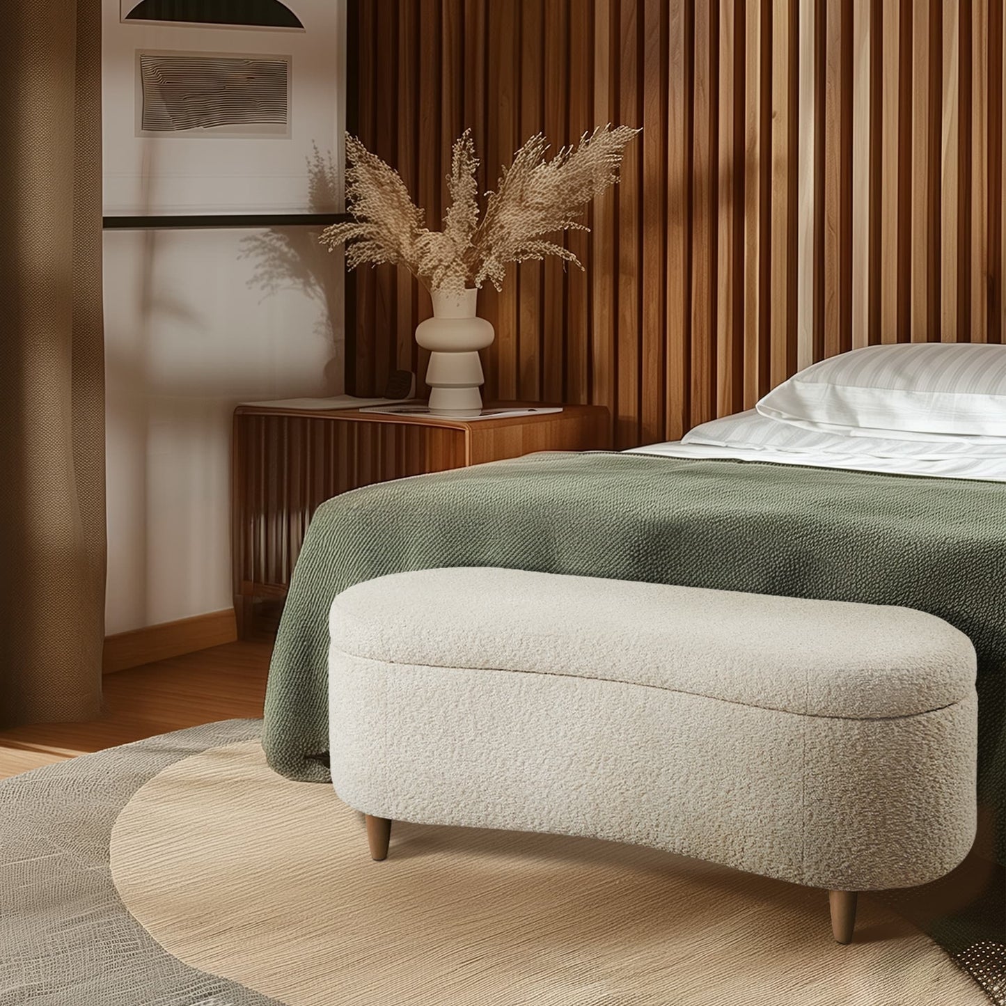 Banc d'appoint de rangement incurvé INK IVY Bailey style boucle