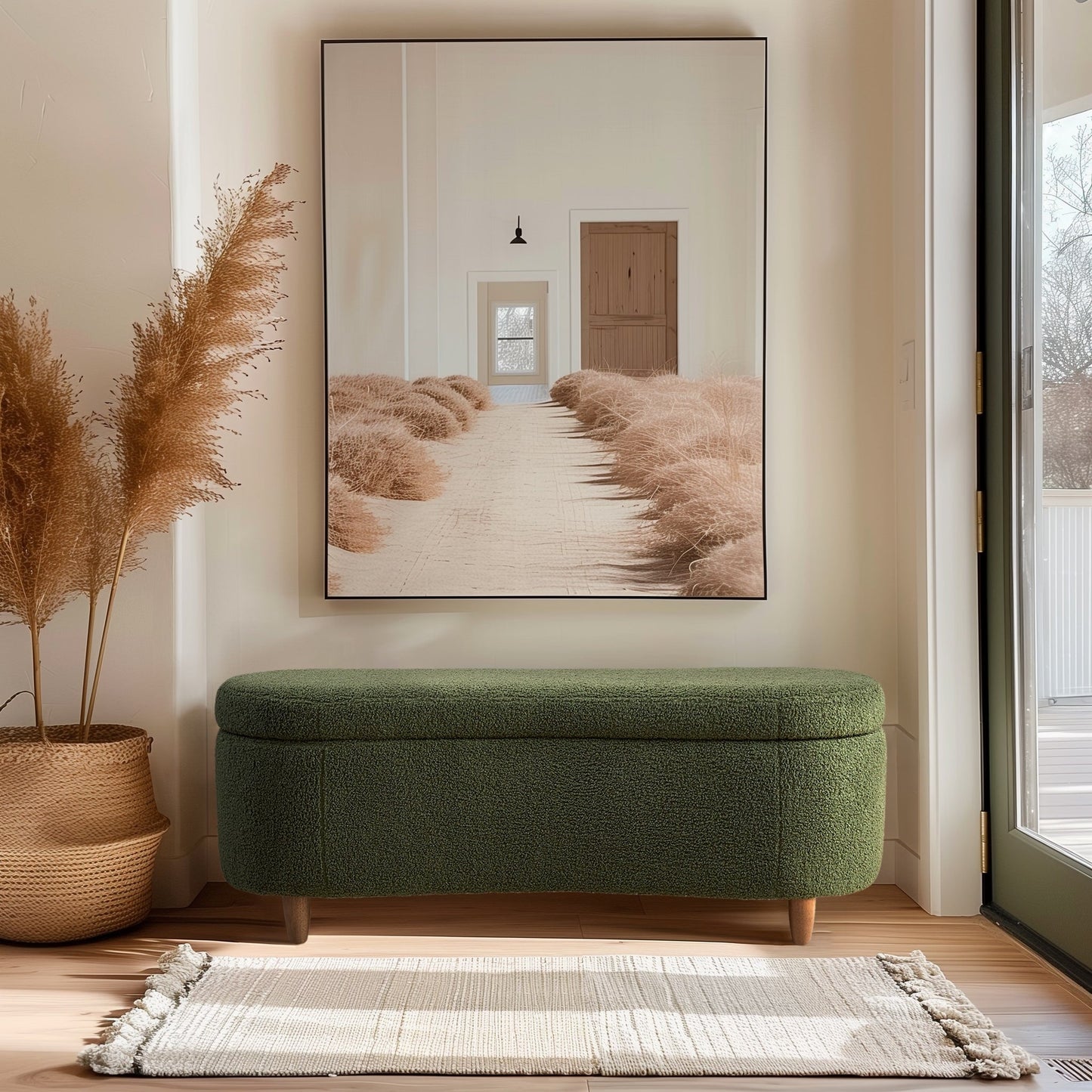 Banc d'appoint de rangement incurvé INK IVY Bailey style boucle