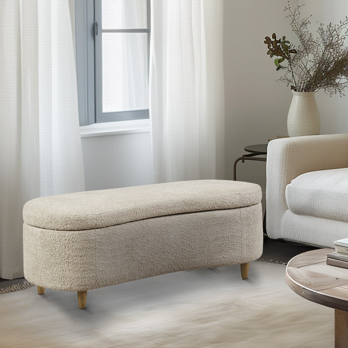 Banc d'appoint de rangement incurvé INK IVY Bailey style boucle