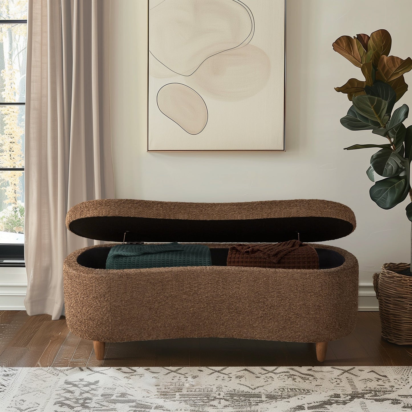 Banc d'appoint de rangement incurvé INK IVY Bailey style boucle