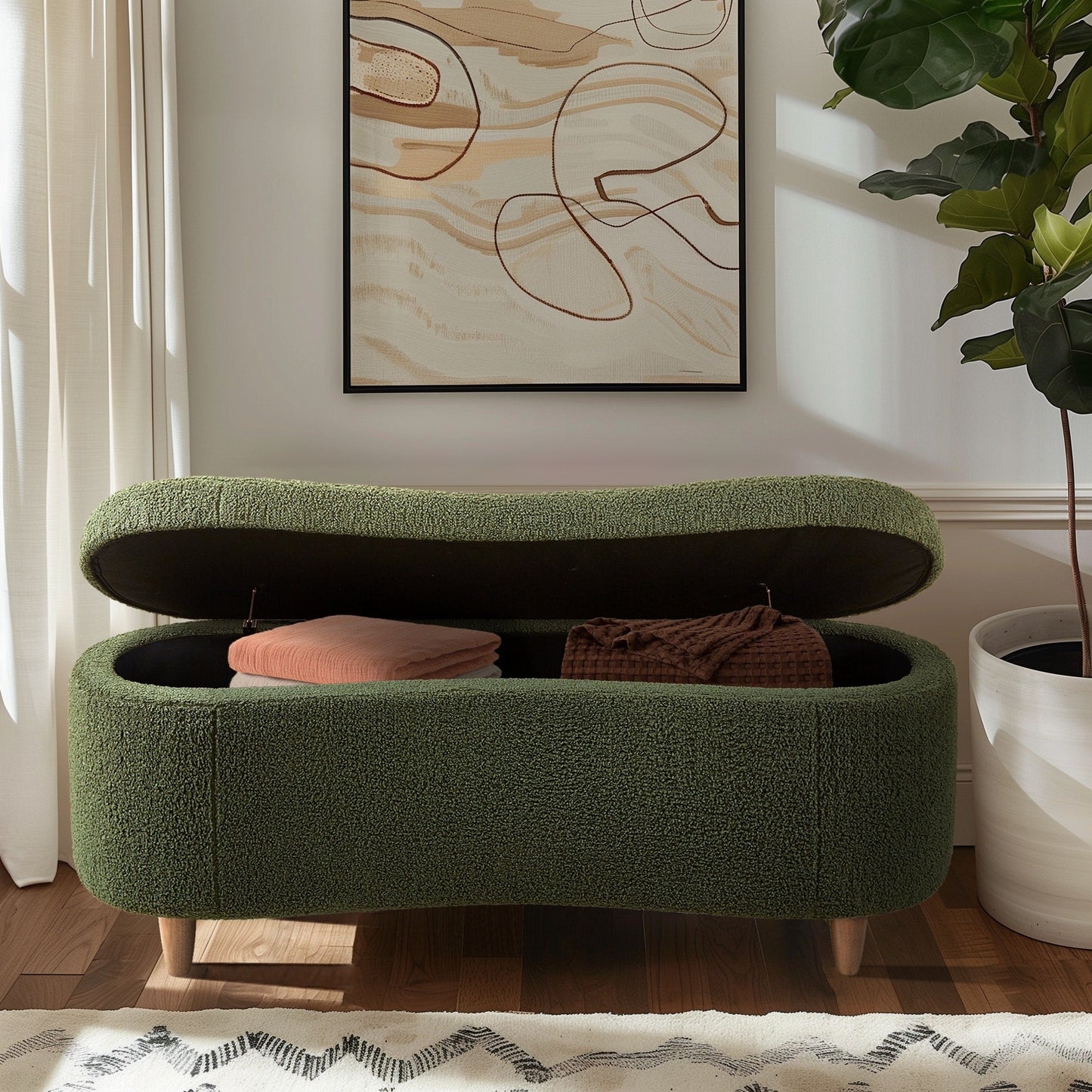 Banc d'appoint de rangement incurvé INK IVY Bailey style boucle