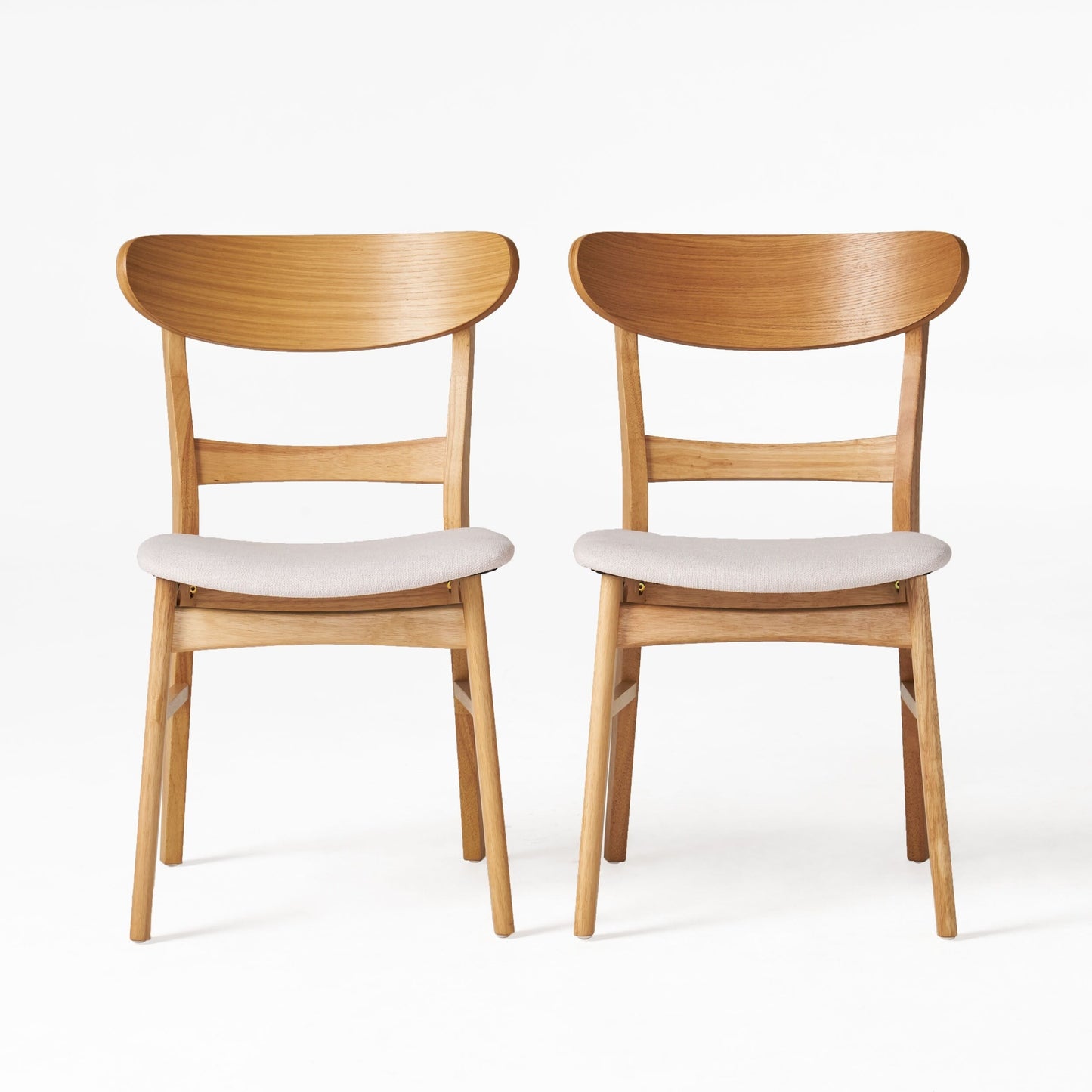 Chaises de salle à manger Abrielle en bois d'hévéa, style moderne du milieu du siècle (lot de 2), par Christopher Knight Home