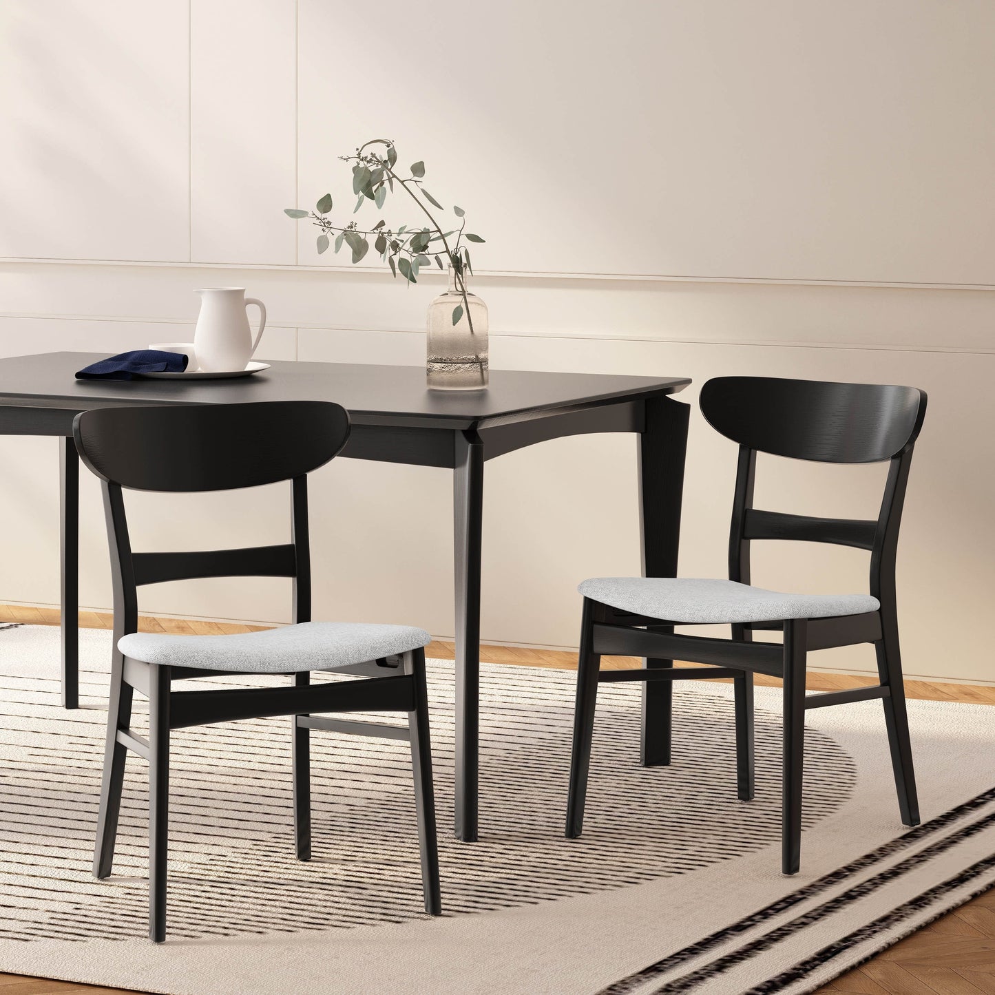 Chaises de salle à manger Abrielle en bois d'hévéa, style moderne du milieu du siècle (lot de 2), par Christopher Knight Home