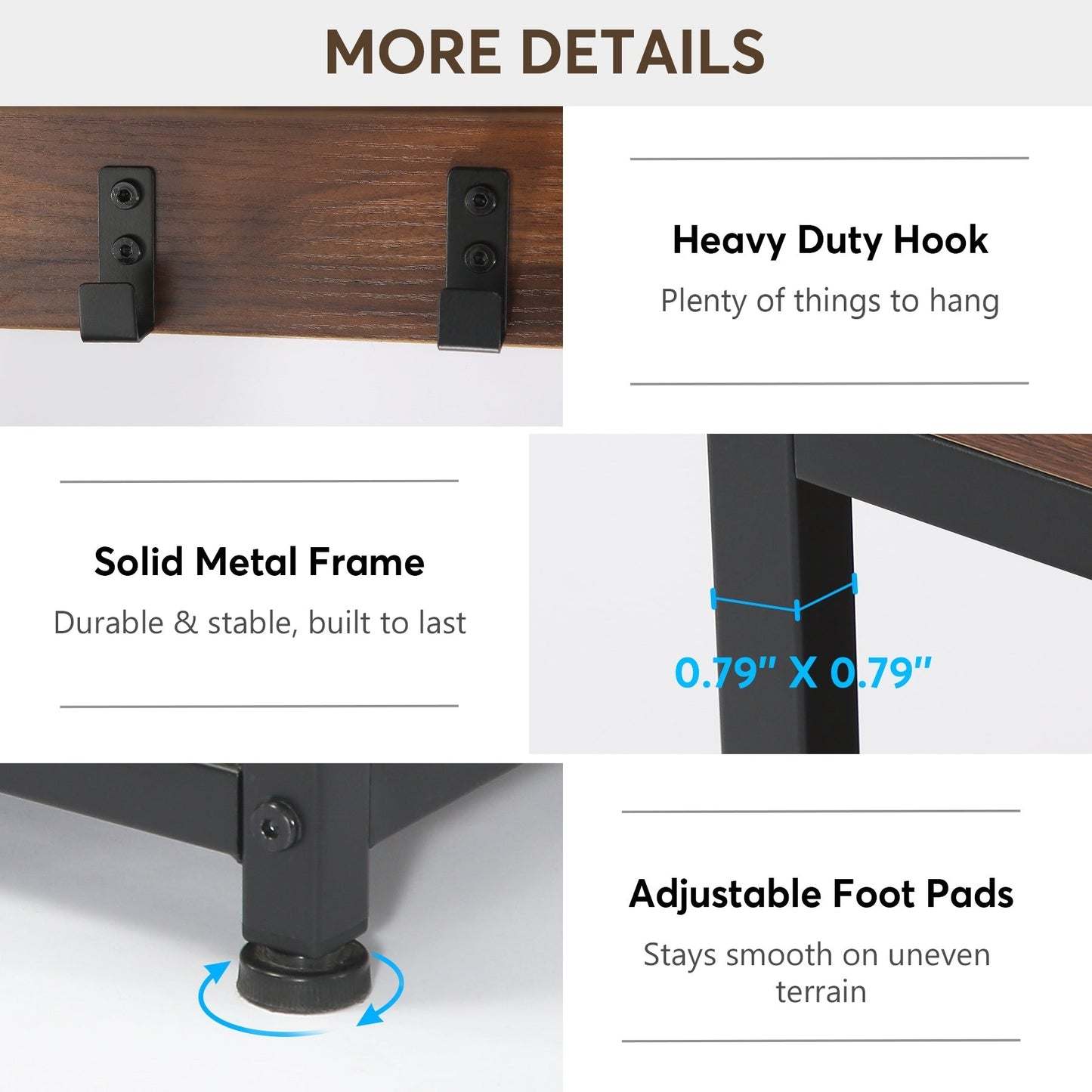 Ensemble porte-manteau et banc à chaussures pour entrée, style industriel.