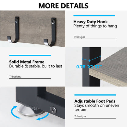 Ensemble porte-manteau et banc à chaussures pour entrée, style industriel.